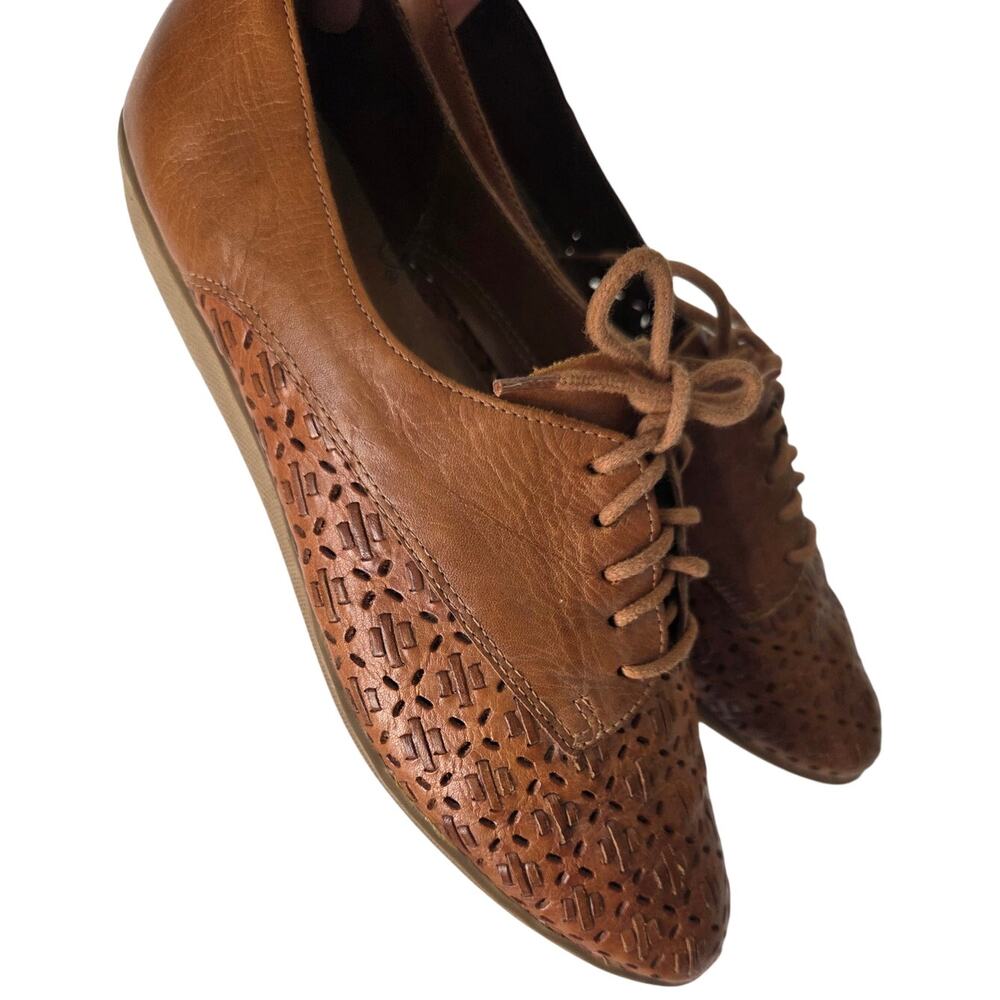 Vintage 90s Dr. Scholls Brown Laser Cut Perforated Leather Oxfords Womens 8